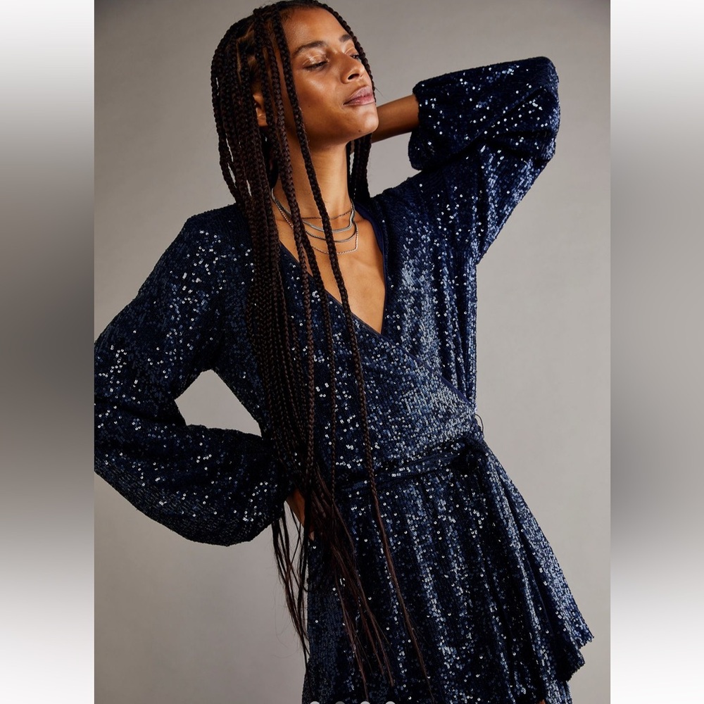 Free People Navy sequin dress